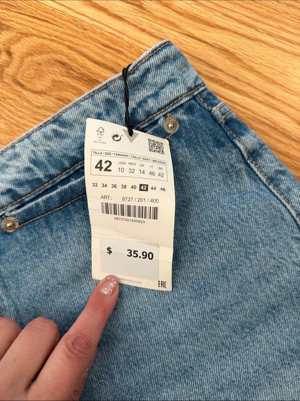 Zara Light Blue High-Waist Denim Shorts NWT - Picture 4 of 4